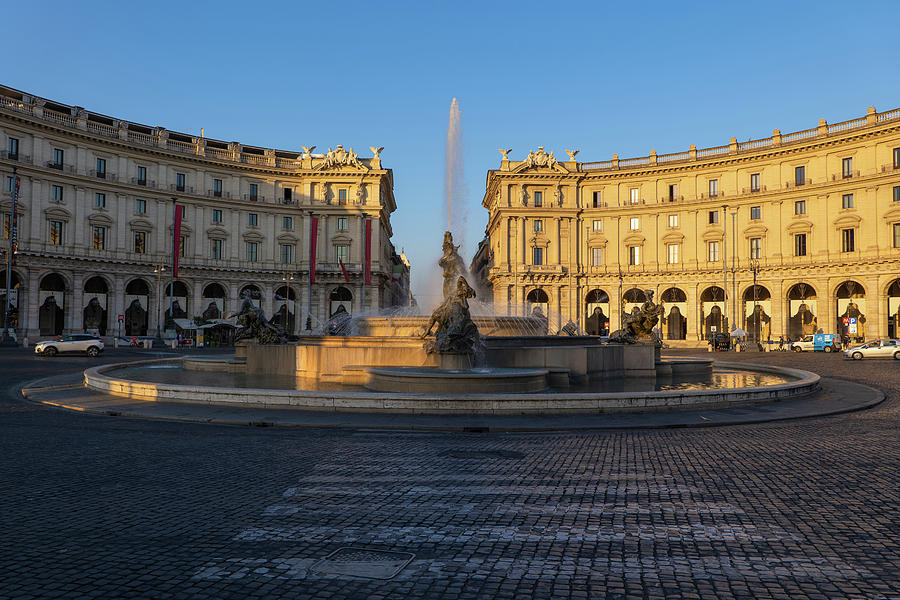 Piazza della Repubblica in Rome at Sunrise Photograph by Artur Bogacki