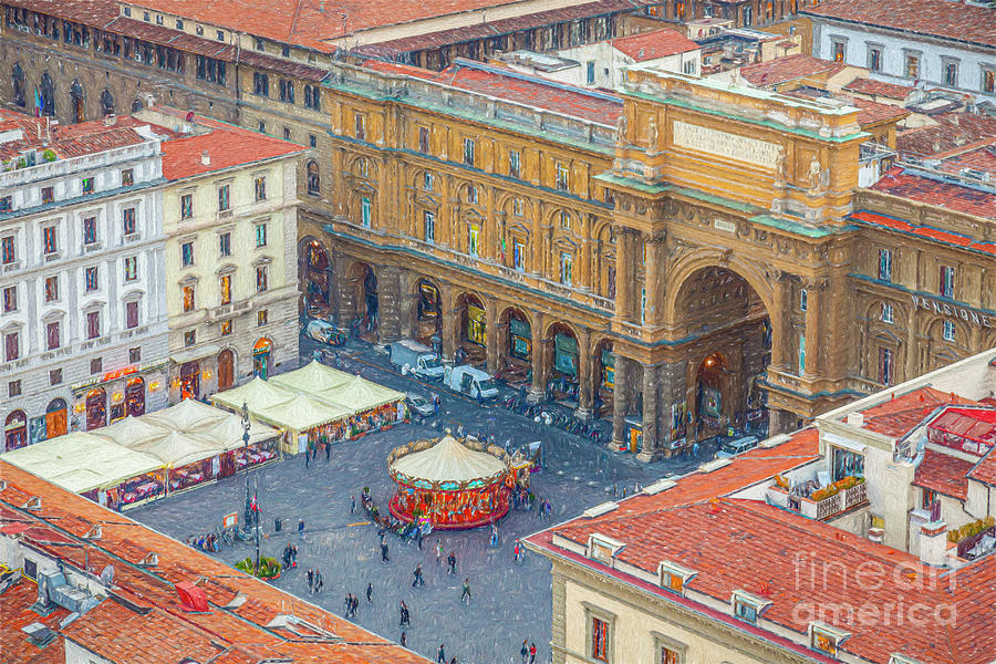 Architecture Digital Art - Piazza della Repubblica by Liz Leyden