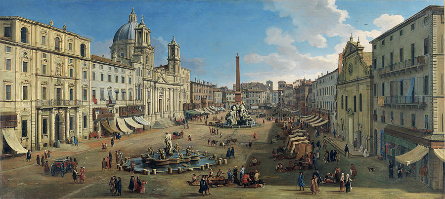 Piazza Navona, Roma Painting by MotionAge Designs