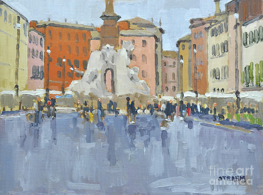 Piazza Navona - Rome, Italy Painting by Paul Strahm