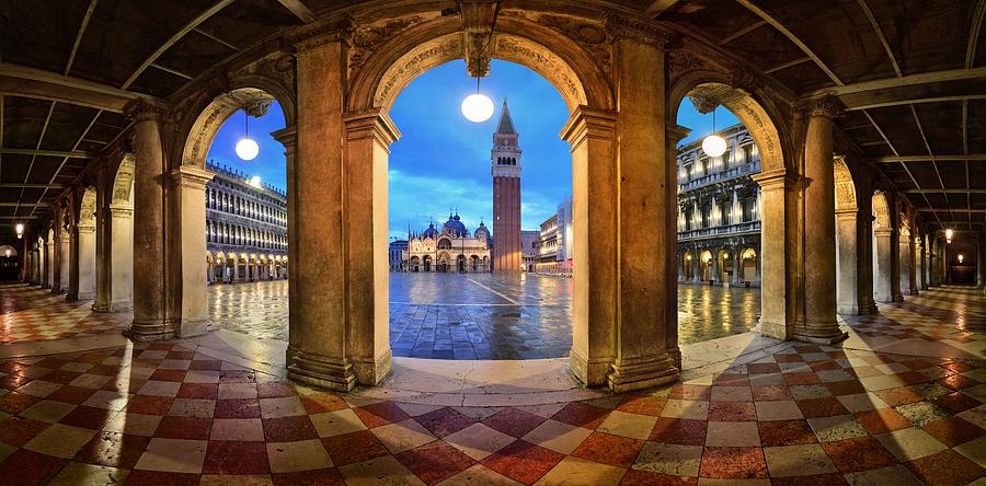 Piazza San Marco hallway panorama view Photograph by Songquan Deng
