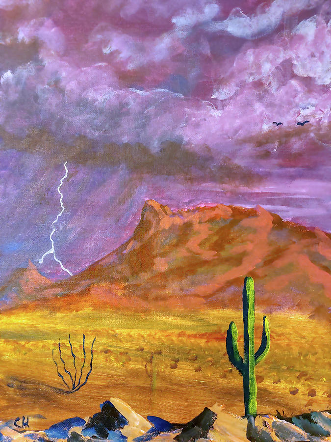 Picacho Peak Monsoon Painting by Chance Kafka