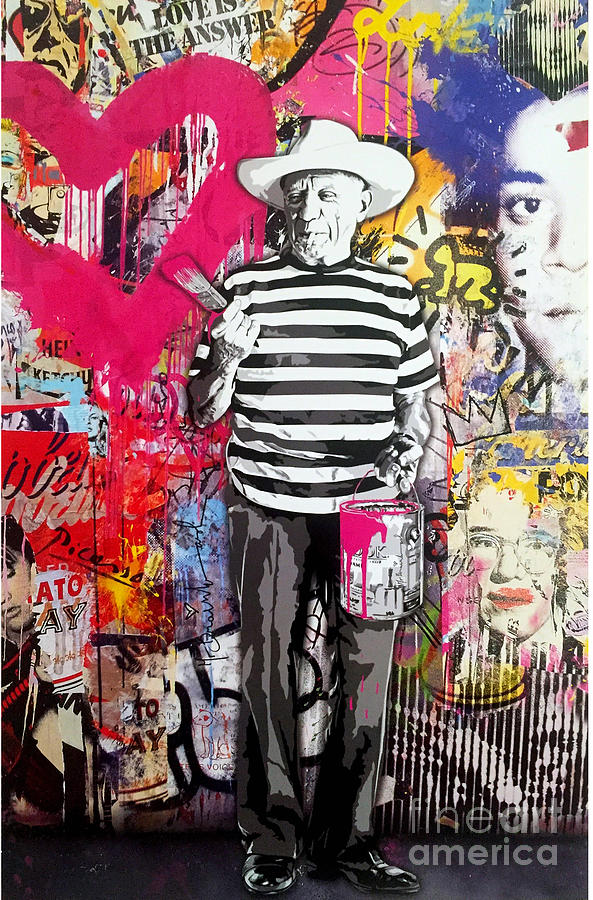 Picasso Graffiti Mashup Mr. Brainwash Mixed Media by My Banksy - Fine ...