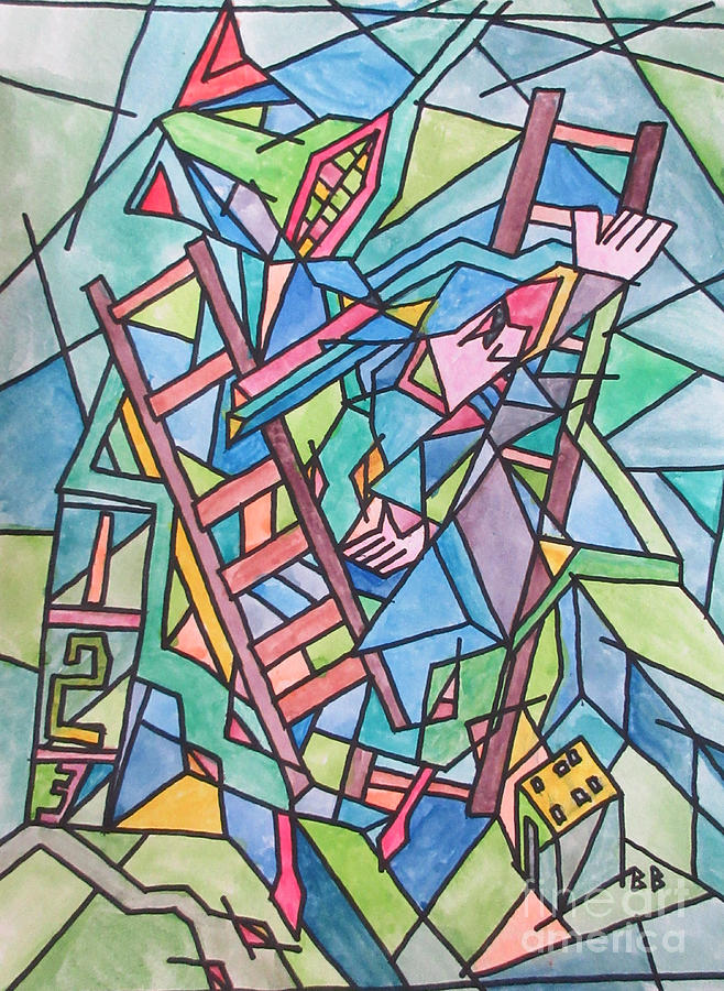 Picasso Plays Snakes And Ladders Painting by Bradley Boug