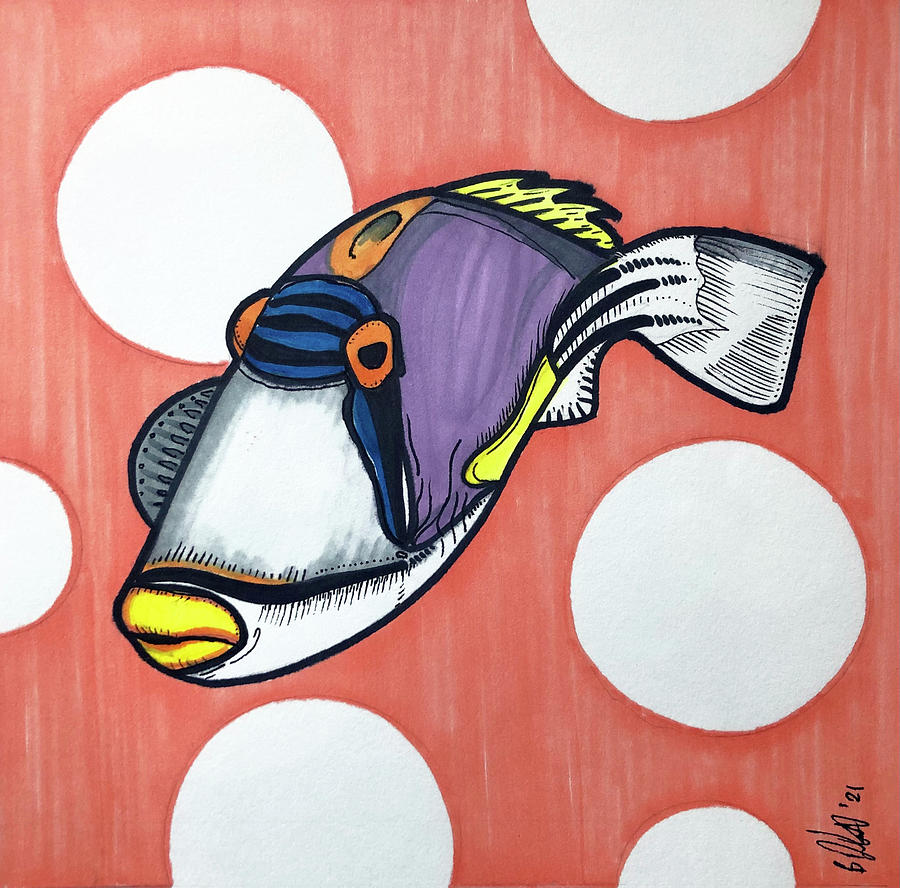 Picasso Triggerfish Drawing by Creative Spirit