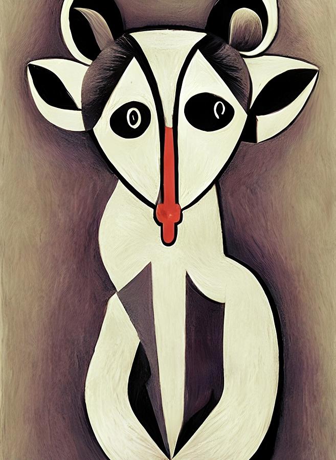 Picassos Opossum  Digital Art by Ally White