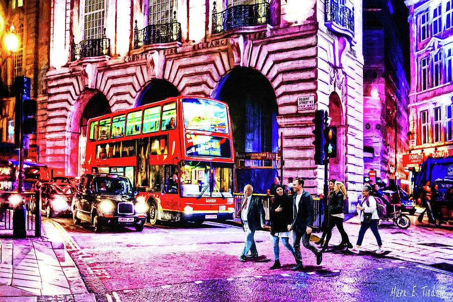 Piccadilly at Night - London Digital Art by Mark Tisdale