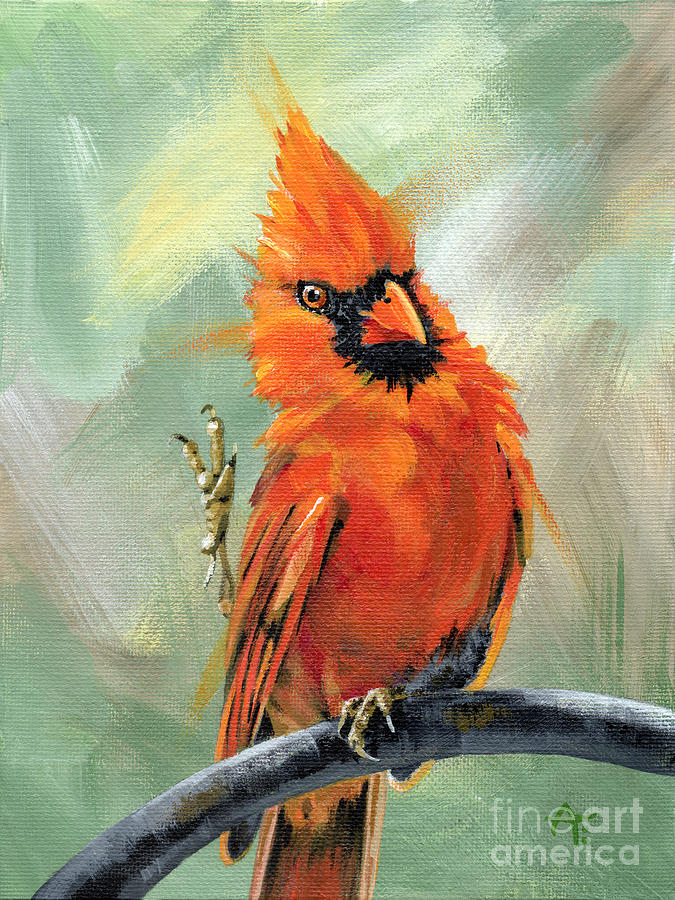Pick Me - Cardinal painting Painting by Annie Troe
