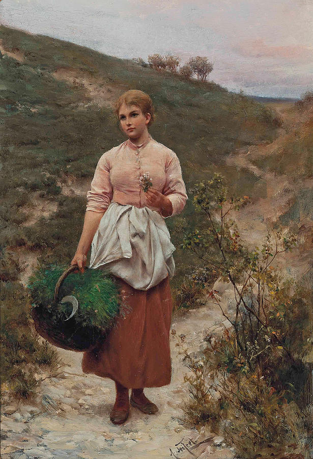 Picking flowers  Painting by Alfred Seifert