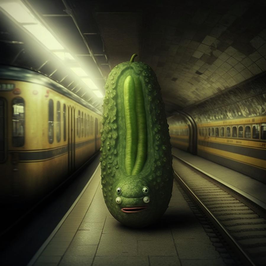 Pickle In The Subway Mixed Media by Alfie Carter Fine Art America