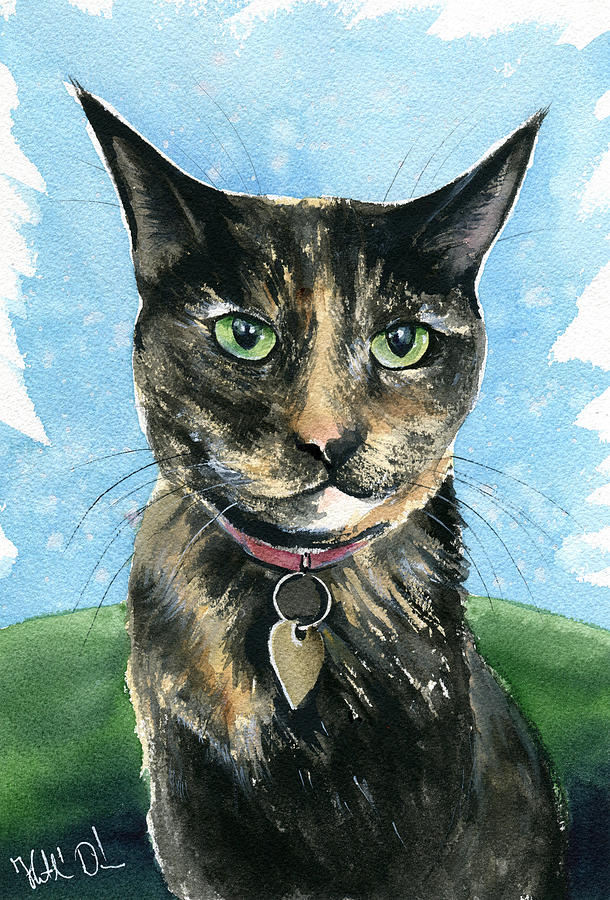 Pickles Tortoiseshell Cat Painting Painting by Dora Hathazi Mendes