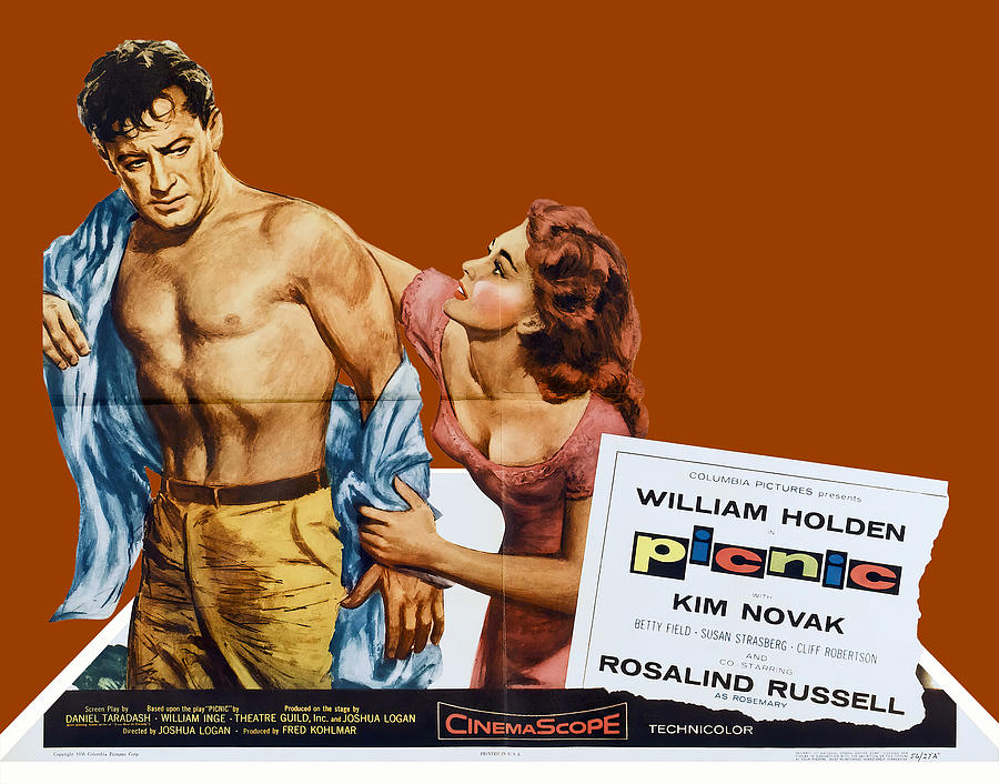 William Holden Mixed Media - Picnic, 1955, 3d movie poster by Movie World Posters