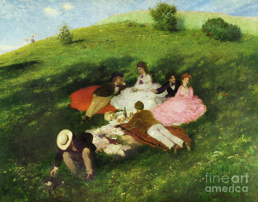 Spring Painting - Picnic in May by Pal Szinyei Merse
