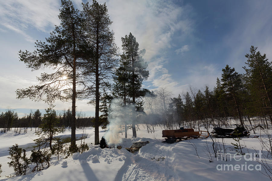 Winter Photograph - Picnic on the Arctic River by Eva Lechner