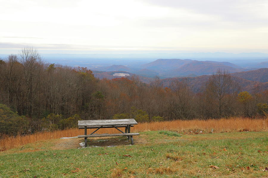 Picnic Table At Stone Mountain Overlook Photograph by Cathy Lindsey