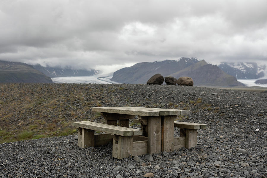 Picnic Table In Iceland Photograph