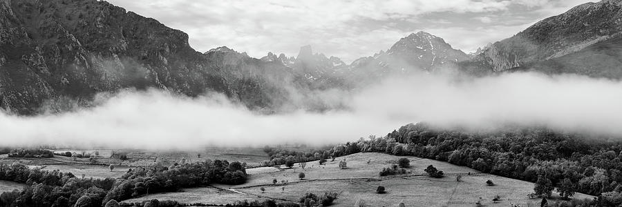 Pico de europa Naranjo de Bulnes mountain Spain black and white Photograph by Sonny Ryse