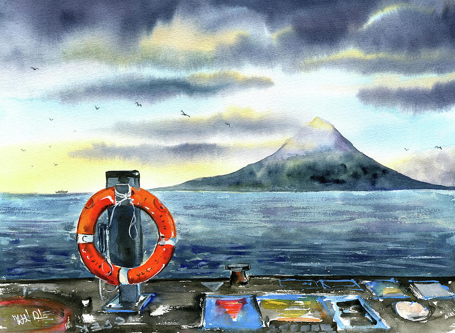 Pico Island From Horta Azores Painting by Dora Hathazi Mendes