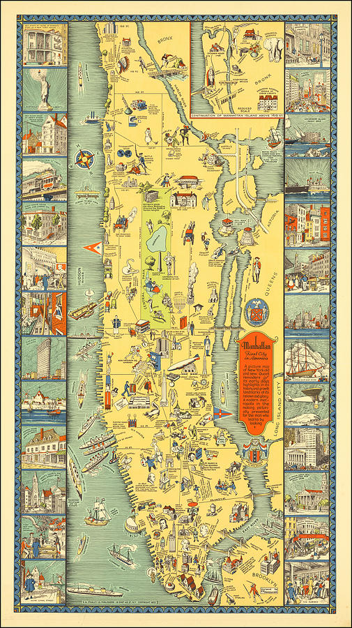 pictorial map of Manhattan Painting by Artistic Panda - Fine Art America