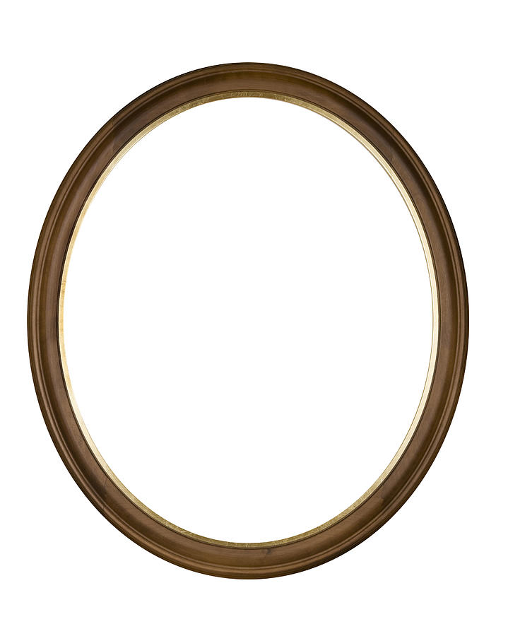Picture Frame Brown Oval Circle, White Isolated Studio Shot Photograph by Catnap72