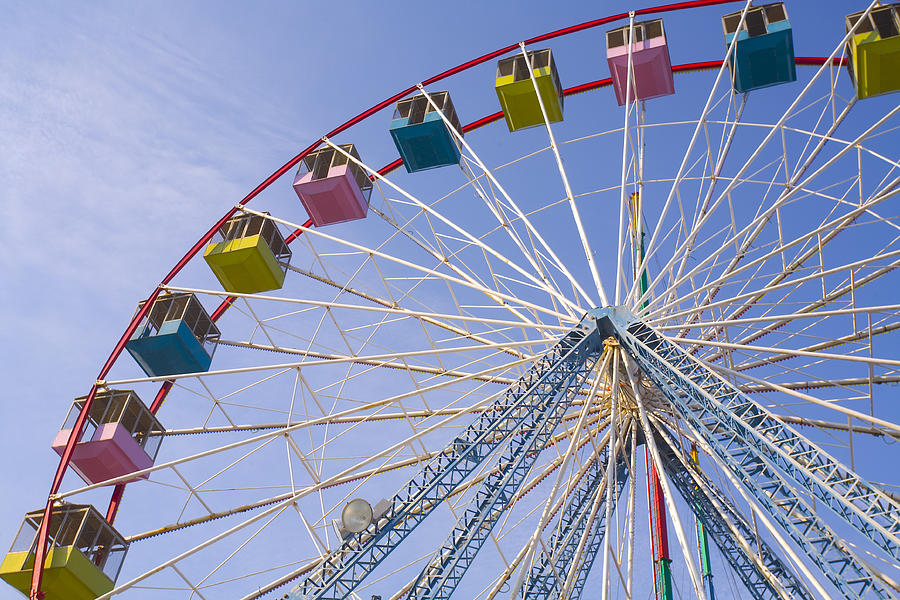 Picture of a colorful Ferris wheel in clear sky Photograph by Phaucet