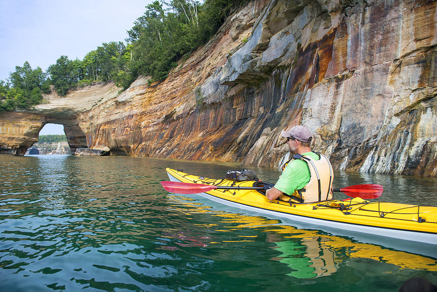 Pictured Rocks Kayaker Arch 2 Photograph by Genesisgraphics