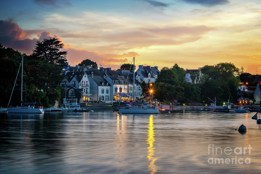 Picturesque breton port at night Photograph by Delphimages Photo Creations