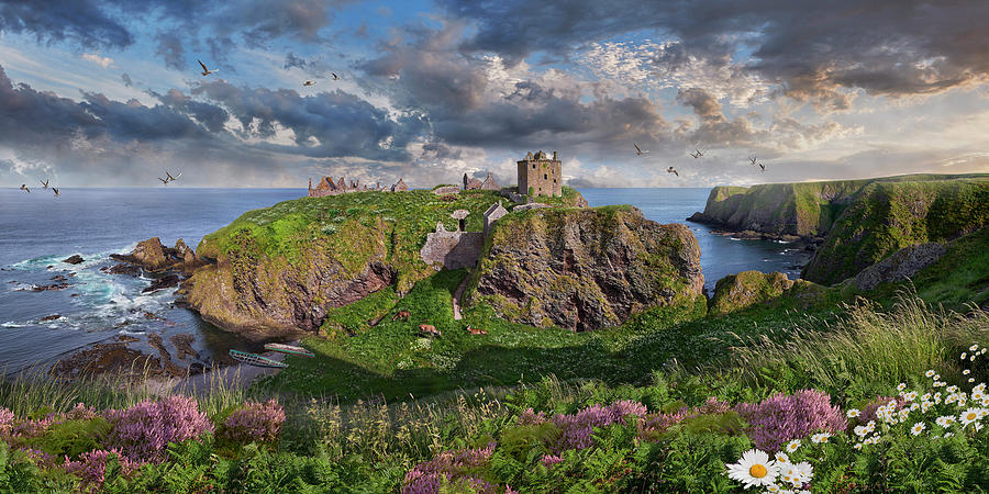  picturesque enigmatic Dunnottar Castle fortress ruins, Scotland.  Photograph by Paul E Williams