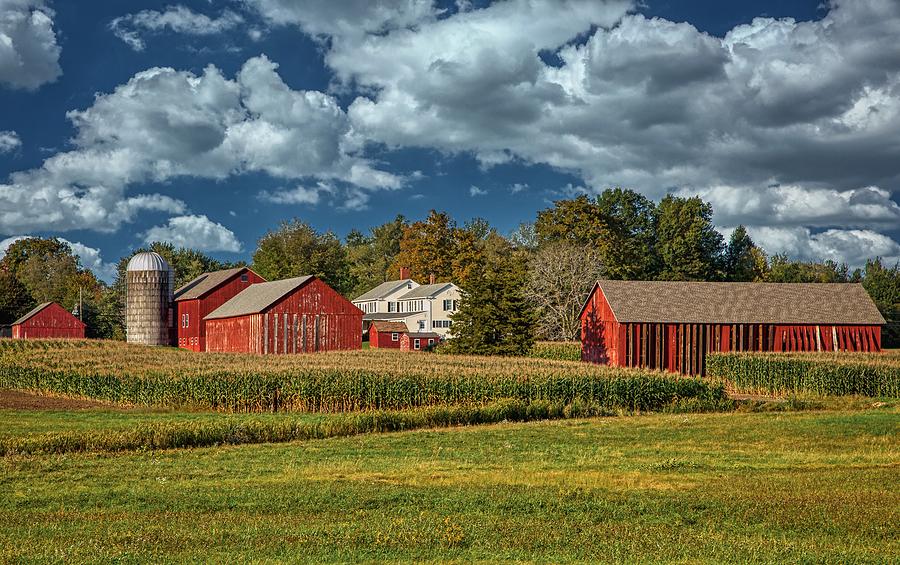Barn Photograph - Picturesque New England Farm with a Tobacco Barn by Mountain Dreams