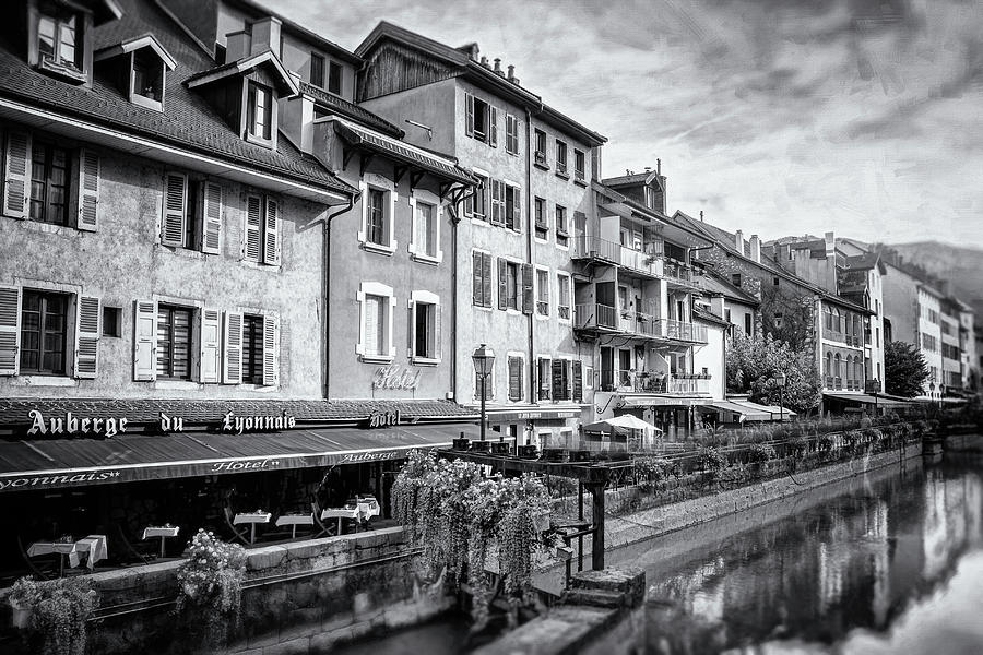 Picturesque Old Town Annecy France Black and White Photograph by Carol Japp