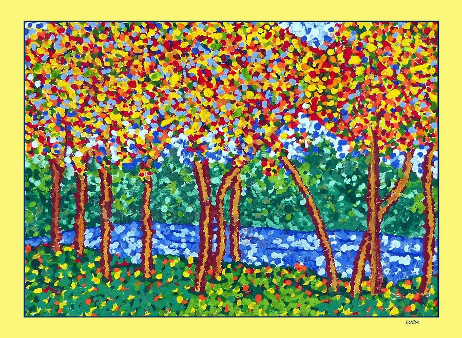 Nature Painting - Picturesque Park Pointillism by Will Borden