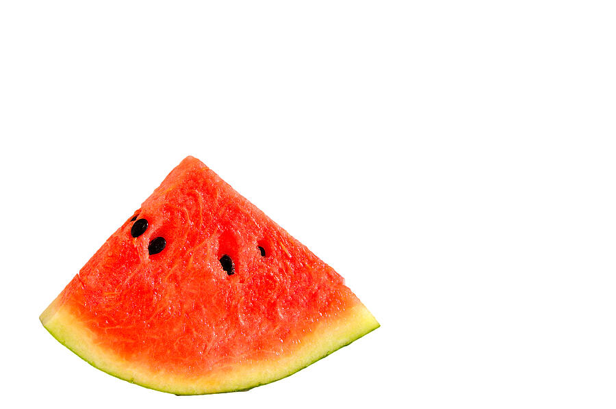 Piece of watermelon on white background Photograph by Novaart