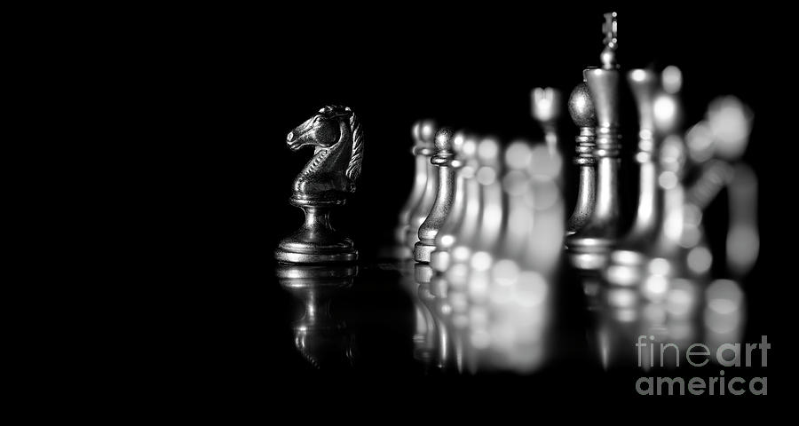 Pieces on chess board for playing game and strategy Photograph by Lane Erickson