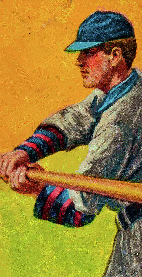 Piedmont Lefty Leifield Batting Baseball Game Cards Oil Painting Painting
