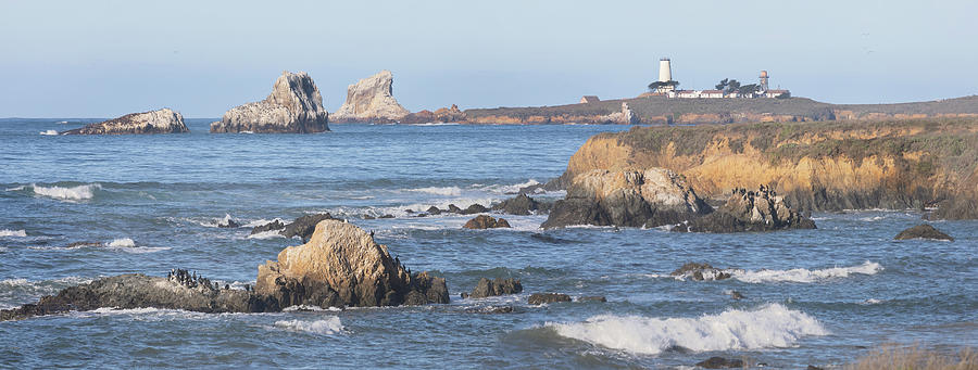 Piedras Blancas Light and Sea Stacks Photograph by Lars Mikkelsen