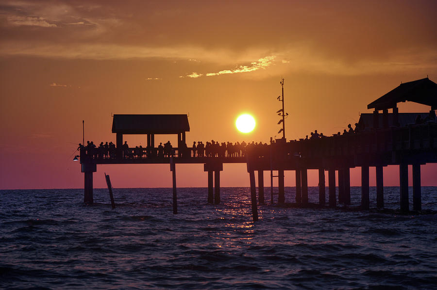 Pier 60 - Sunset on the Gulf Photograph by Bill Cannon | Fine Art America