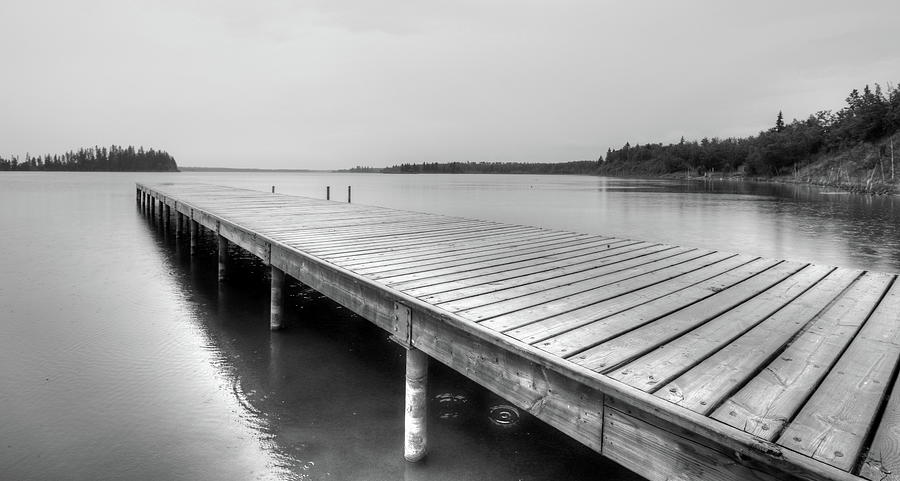 Pier at Astotin Lake Photograph by Jim Sauchyn