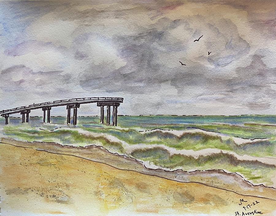 Pier at St. Augustine, Florida Painting by Joan Mace Fine Art America