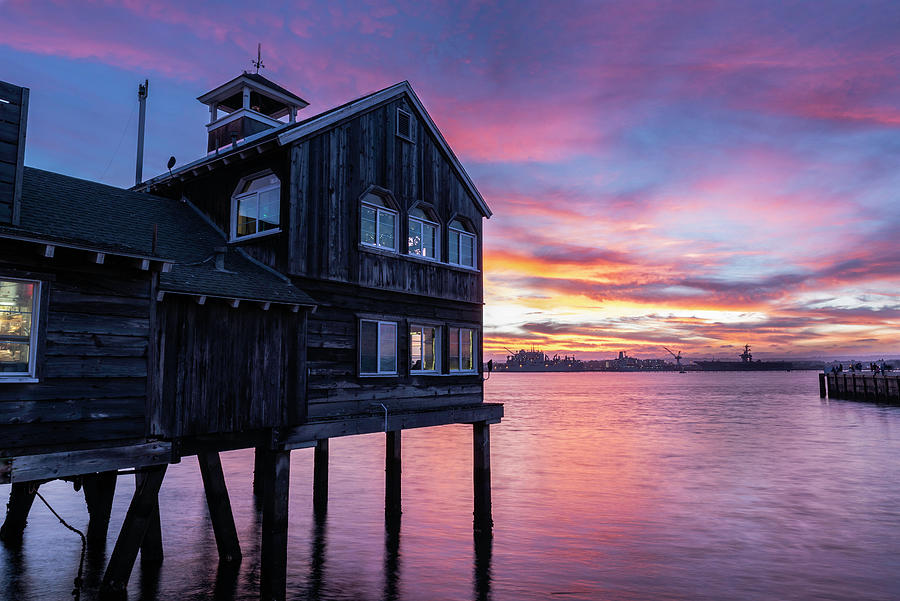 Pier Cafe Winter Sunset 3 Photograph by Scott Cunningham