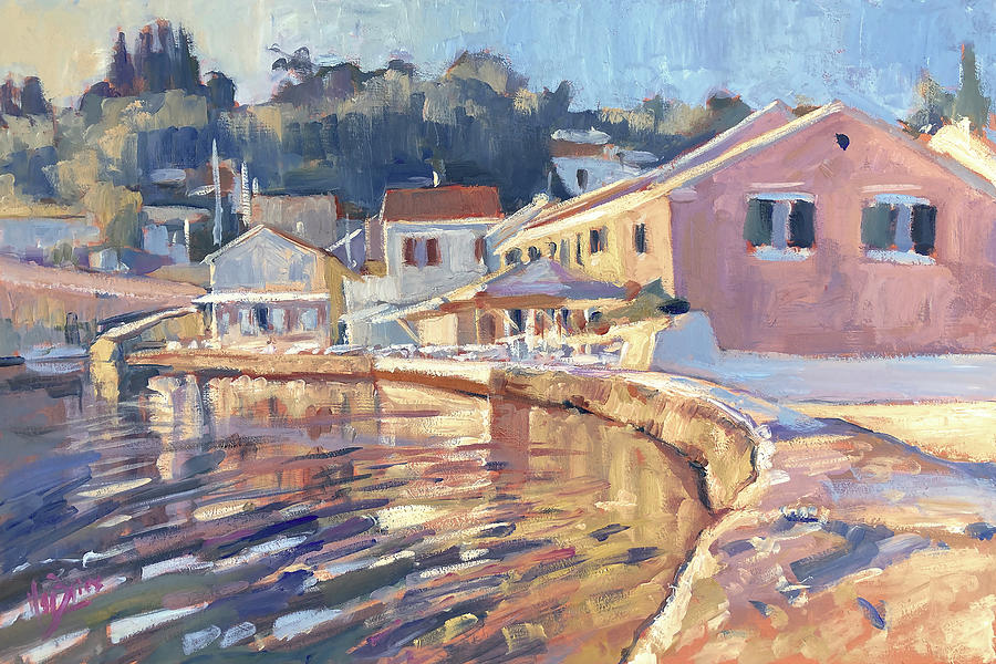Pier houses and terraces Painting by Nop Briex