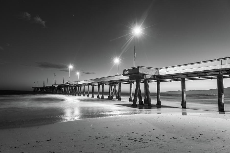 Pier in Black and White Venice CA Photograph by John McGraw