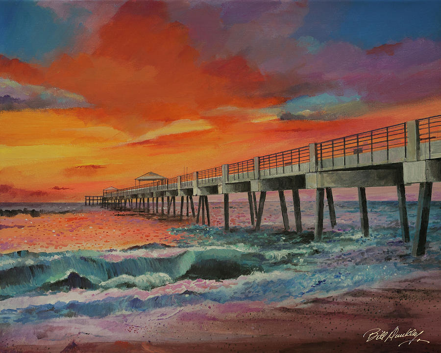 Pier in Glorious Color Painting by Bill Dunkley