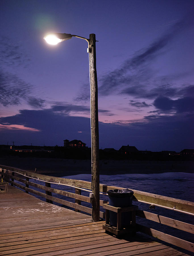 Pier Light During Sunset At Nags Head NC Photograph by Doug Ash