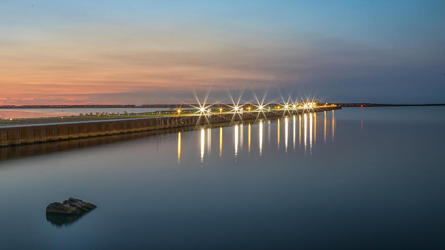Sunset Photograph - Pier Lights by Rod Best
