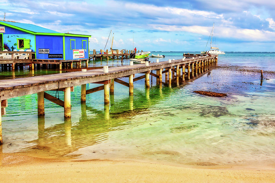 Pier on San Pedro, Ambergris Caye, Belize Photograph by Tatiana Travelways
