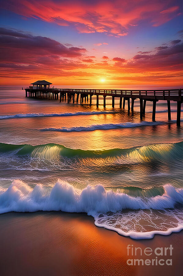 Pier Over Ocean at Sunrise by Kaye Menner Digital Art by Kaye Menner Pier Over Ocean at Sunrise by Kaye Menner Digital Art by Kaye Menner