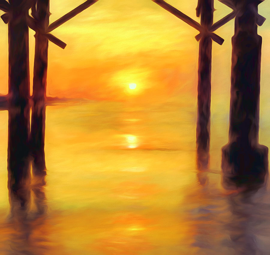 Pier Sunrise Painting Painting by Dan Sproul