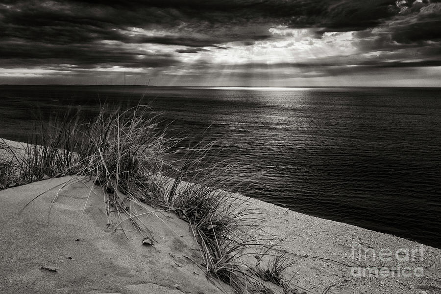 Pierce Stocking Lake Michigan dune overlook SL9664bw Photograph by Mark Graf