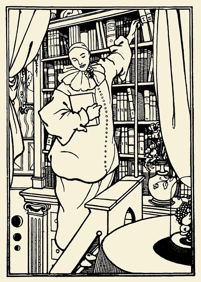 Aubrey Beardsley Drawing - Pierrot cover design 1920 by Aubrey Beardsley