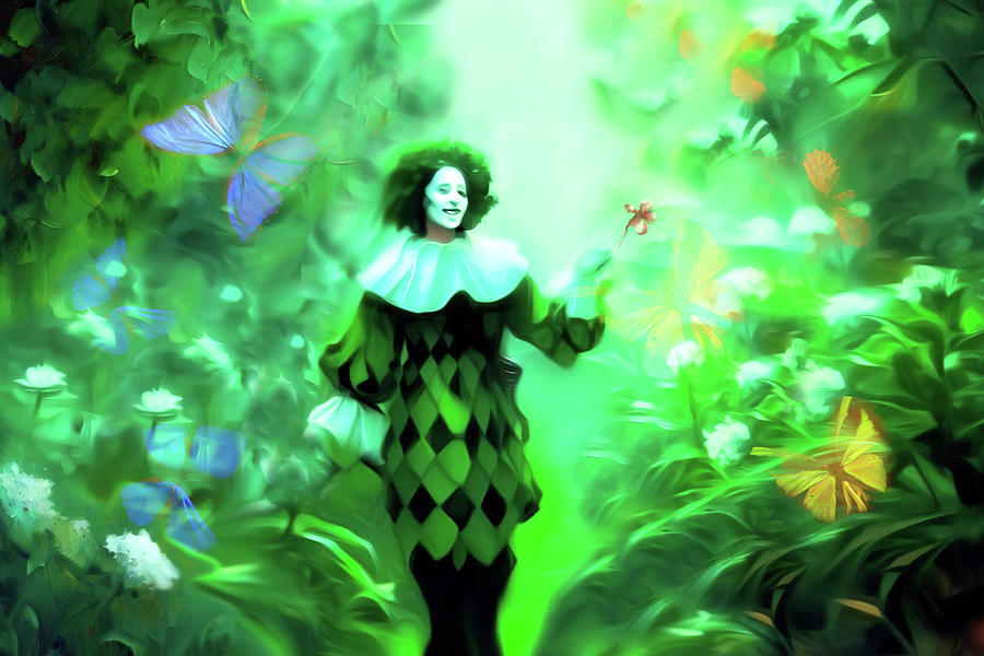 Pierrot in the Garden Digital Art by Lisa Yount